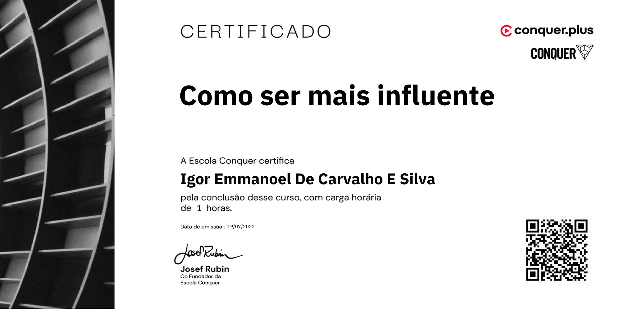 Certificado de Como ser mais influente
